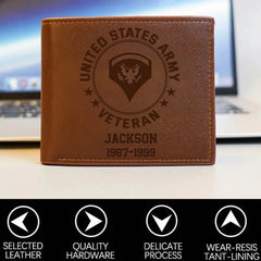 US Military Retired Leather Wallet - Personalized Soldier Giftt(RFID BLOCKING) - OLESA