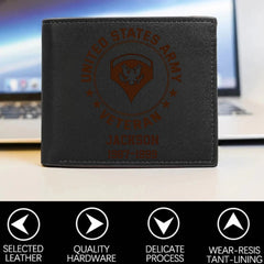 US Military Retired Leather Wallet - Personalized Soldier Giftt(RFID BLOCKING) - OLESA