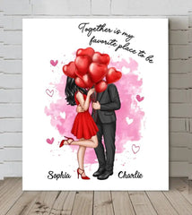 Valentine‘s Gift Personalized Canvas Wall Art / Blanket - You Will Forever Be My Always Couple - OLESA