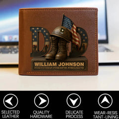 Veteran Dad Leather Wallet ,Personalized Gifts For Dad - OLESA