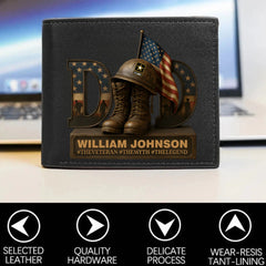 Veteran Dad Leather Wallet ,Personalized Gifts For Dad - OLESA
