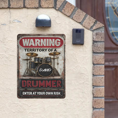 ⚠️WARNING! Territory Of A Drummer - Personalized Metal Sign - Gifts For Drummers - OLESA