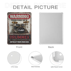 ⚠️WARNING! Territory Of A Drummer - Personalized Metal Sign - Gifts For Drummers - OLESA