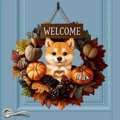Welcome Fall Customized Door Plates - Personalized Pets and Names Wooden Sign - Home Decoration - OLESA