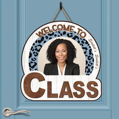 Welcome To My Office Customized Door Plate - Personalized Name and Photo Wooden Sign - A Gift For Teachers - OLESA