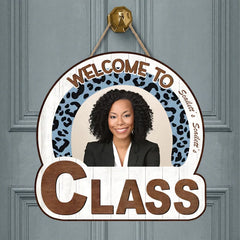 Welcome To My Office Customized Door Plate - Personalized Name and Photo Wooden Sign - A Gift For Teachers - OLESA