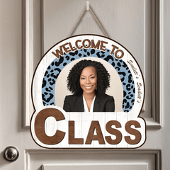 Welcome To My Office Customized Door Plate - Personalized Name and Photo Wooden Sign - A Gift For Teachers - OLESA