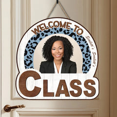 Welcome To My Office Customized Door Plate - Personalized Name and Photo Wooden Sign - A Gift For Teachers - OLESA