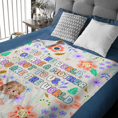 You Are the World Quote Custom Blanket - Personalized Cartoon Character Images and Names - Warm Gift - OLESA