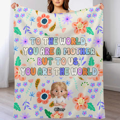 You Are the World Quote Custom Blanket - Personalized Cartoon Character Images and Names - Warm Gift - OLESA