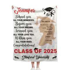You Did It Girl Brown Silhouette Graduation Blanket - Gift for Daughter - Personalized Blanket - OLESA