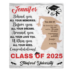 You Did It Girl Brown Silhouette Graduation Blanket - Gift for Daughter - Personalized Blanket - OLESA