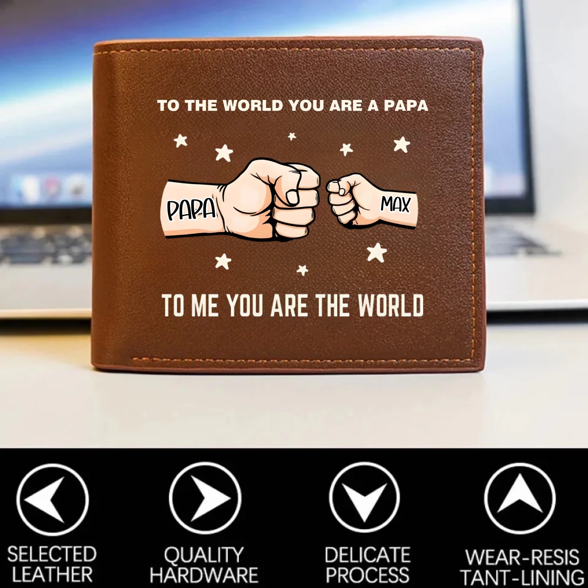You’re My World, My Heart - Family Personalized Custom Double - Sided Printed Leather Wallet(RFID BLOCKING) - OLESA