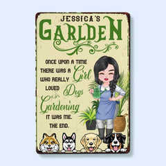 A Girl Who Loves Dog & Gardening - Personalized Metal Sign - Gift For Gardening Lovers - OLESA