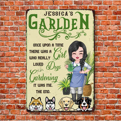 A Girl Who Loves Dog & Gardening - Personalized Metal Sign - Gift For Gardening Lovers - OLESA