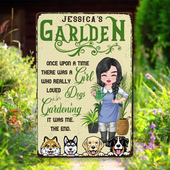 A Girl Who Loves Dog & Gardening - Personalized Metal Sign - Gift For Gardening Lovers - OLESA