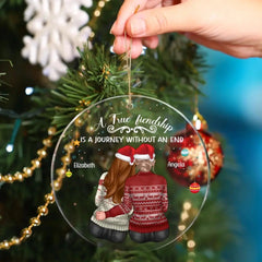 A True Friendship - Bestie Personalized Custom Ornament - Acrylic Round Shaped - Christmas Gift For Best Friends, BFF, Sisters - OLESA