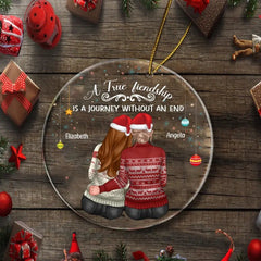 A True Friendship - Bestie Personalized Custom Ornament - Acrylic Round Shaped - Christmas Gift For Best Friends, BFF, Sisters - OLESA