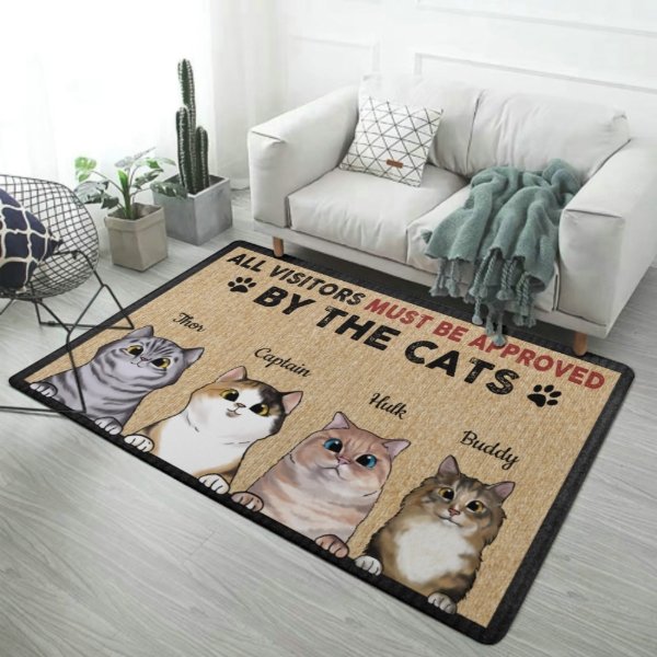 All Visitors Must Be Approved By The Cool Cats - Funny Personalized Decorative Mat - OLESA
