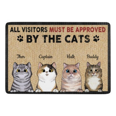 All Visitors Must Be Approved By The Cool Cats - Funny Personalized Decorative Mat - OLESA