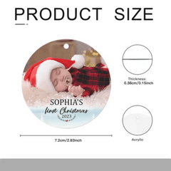 Baby's First Christmas - Personalized Custom Round Shaped Photo Christmas Ornament - OLESA