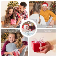 Baby's First Christmas - Personalized Custom Round Shaped Photo Christmas Ornament - OLESA