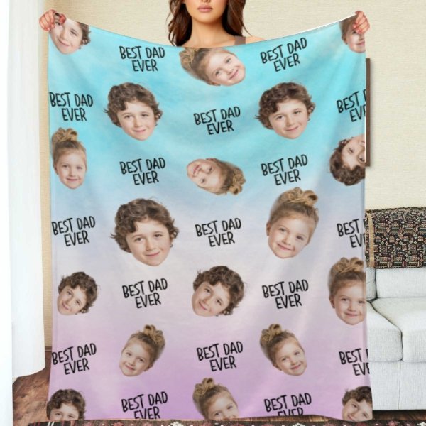 Best Dad Ever - Personalized Custom Blanket - Upload Image, Gift For Family, Christmas Gift - OLESA