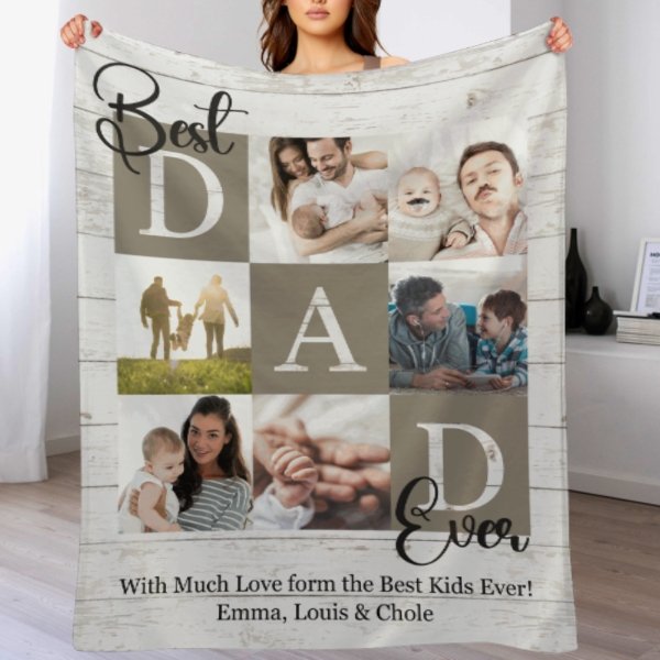 Best Dad Ever Photo Blanket - Gift for Dad - OLESA