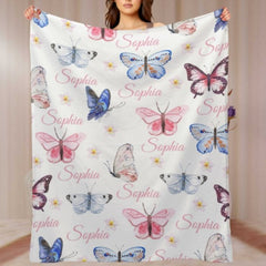 Butterfly Personalized Baby Girl Blanket - Baby Shower Gift - OLESA