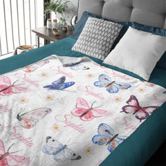 Butterfly Personalized Baby Girl Blanket - Baby Shower Gift - OLESA