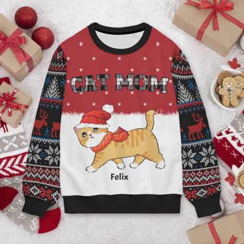 Cat Mom Dad Pattern - Personalized Custom All-Over-Print Sweatshirt - OLESA