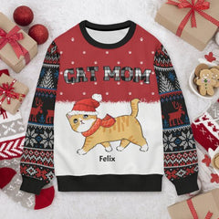Cat Mom Dad Pattern - Personalized Custom All-Over-Print Sweatshirt - OLESA