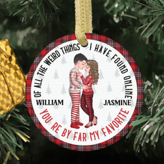 Christmas Couple You Are My Favorite By Far - Gift For Couples - Personalized Circle Ceramic Ornament - OLESA