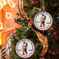 Christmas Couple You Are My Favorite By Far - Gift For Couples - Personalized Circle Ceramic Ornament - OLESA