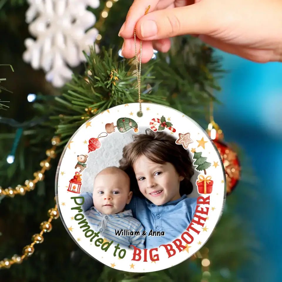 Christmas Gift Promoted To Big Sister Brother Acrylic Circle Ornament - OLESA