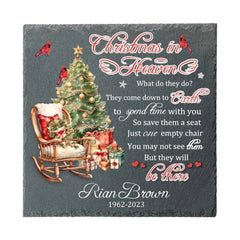 Christmas Memorial Personalized Custom Square Shaped Memorial Stone - Sympathy Gift For Family Members - OLESA