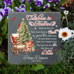 Christmas Memorial Personalized Custom Square Shaped Memorial Stone - Sympathy Gift For Family Members - OLESA