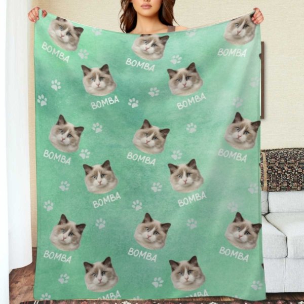 Colorful Paw Prints - Personalized Custom Blanket - Upload Image, Gift For Pet Lovers, Christmas Gift - OLESA