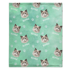 Colorful Paw Prints - Personalized Custom Blanket - Upload Image, Gift For Pet Lovers, Christmas Gift - OLESA
