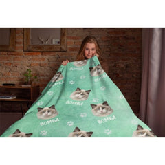 Colorful Paw Prints - Personalized Custom Blanket - Upload Image, Gift For Pet Lovers, Christmas Gift - OLESA