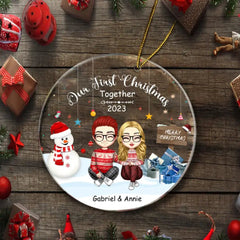 Couple - Our First Christmas Together - Personalized Acrylic Ornament - OLESA