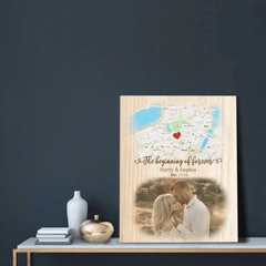 Couple Personalized Custom Photo Canvas Wall Art - The Beginning Of Forever, Gift For Husband Wife - OLESA