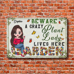 Crazy Plant Lady - New Version - Personalized Metal Sign - OLESA