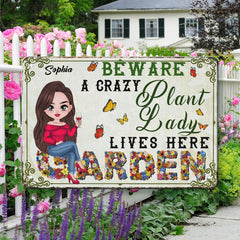 Crazy Plant Lady - New Version - Personalized Metal Sign - OLESA