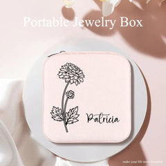 Custom Jewelry Organizer Box With Name And Birth Flower Month - Birthday Gifts for Women, Mom - OLESA