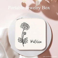 Custom Jewelry Organizer Box With Name And Birth Flower Month - Birthday Gifts for Women, Mom - OLESA