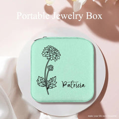 Custom Jewelry Organizer Box With Name And Birth Flower Month - Birthday Gifts for Women, Mom - OLESA