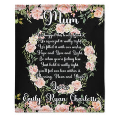 Custom Kids Name Floral Blanket - Gifts for Mom on Mother's Day - ARNOVIC