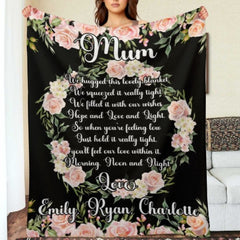 Custom Kids Name Floral Blanket - Gifts for Mom on Mother's Day - ARNOVIC