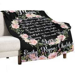Custom Kids Name Floral Blanket - Gifts for Mom on Mother's Day - ARNOVIC